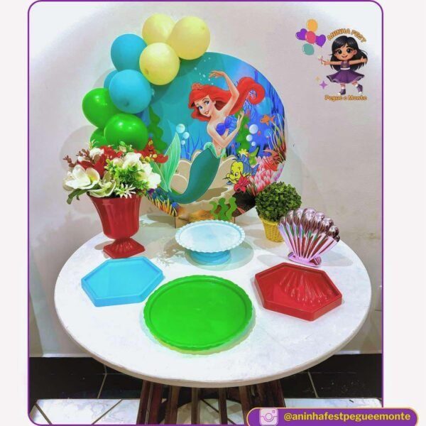 Mini Decoração de Mesa Tema Pequena Sereia Ariel