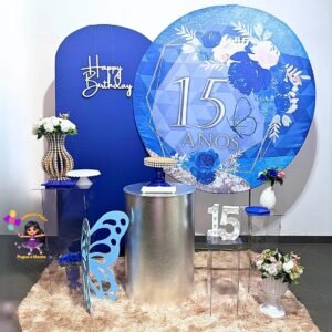 Tema 15 Anos Azul e Prata Borboletas